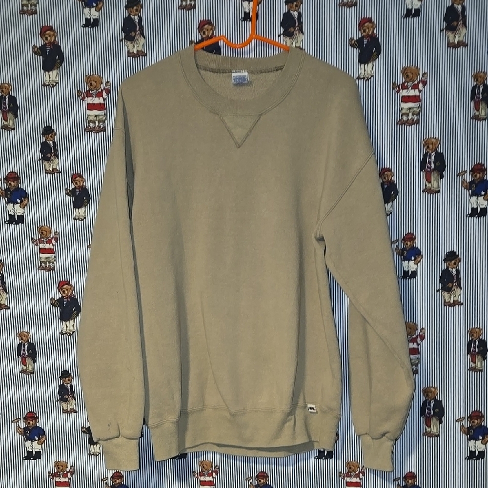 Vintage Russell Athletic Beige Crew Sweatshirt Large Tall